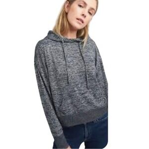 Gap Gray Blue Marled Knit Pullover Hoodie Space Dye Sweatshirt Woman's Size XS